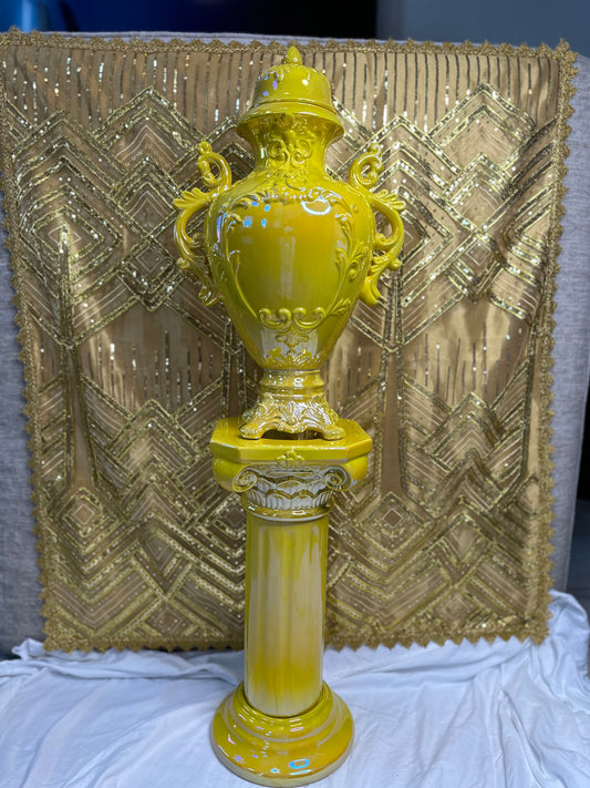 Juego de Potiche y Pedestal de oshun irredescent